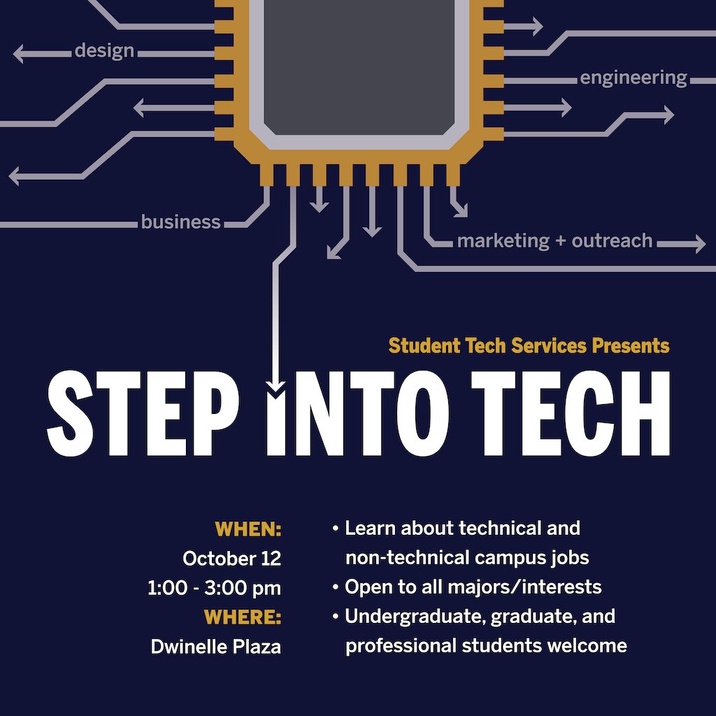step into tech student job fair october 12 from 1 to 3 pm at dwinelle plaza
