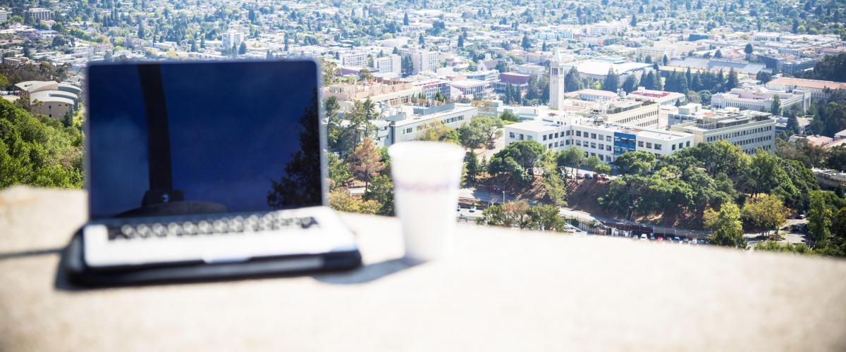 Laptop with view of campus photo