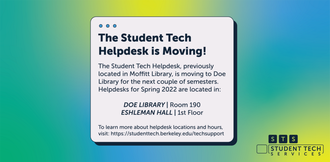 Moffitt Helpdesk moving to Doe Library