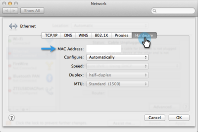 find mac address on mac os x